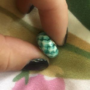 Pandora • Teal Lattice Murano Charm Bead ✨